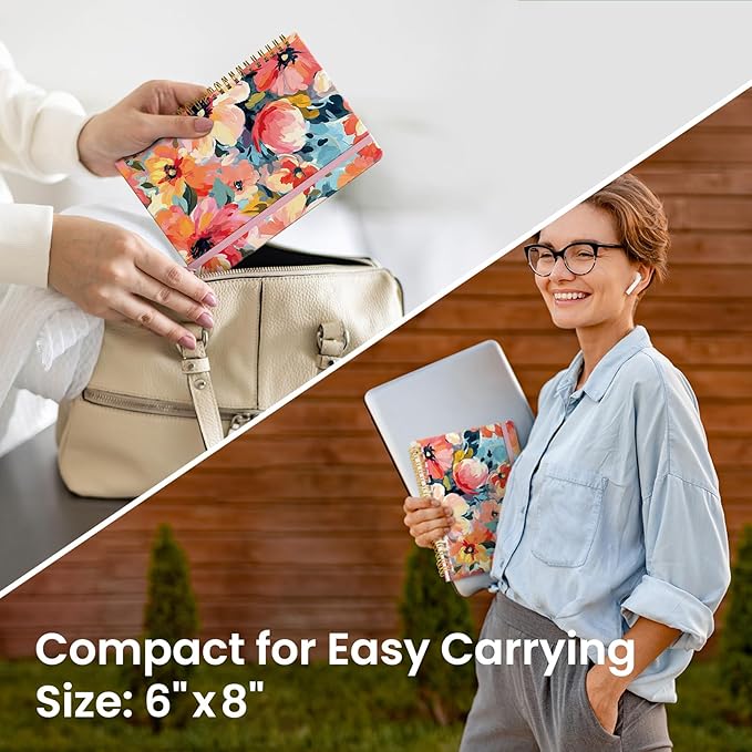 Lined Spiral Journal Notebook for Women, Cute A5 College Ruled Hardcover Notebook for Work & Note Taking, Aesthetic Pretty Journal for Writing, 140 Pages, Pastel Garden-DeskLoop Office