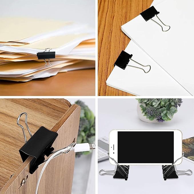SANNIX 150 PCS Mini Binder Clips, 5/8 inch 15mm Binder Clips Black Paper Clamps - Image 6
