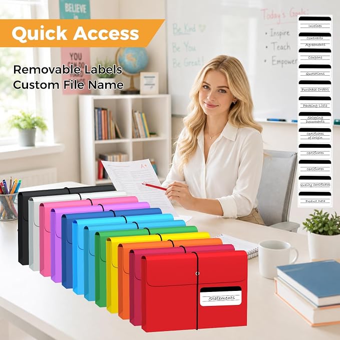 Ansook Plastic File Jackets, Expandable File Folders Letter Size - Image 4