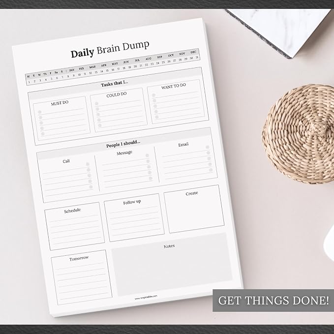 Templatables Brain Dump Notepad, To Do List Desk Pad, Productivity Planner - Image 3