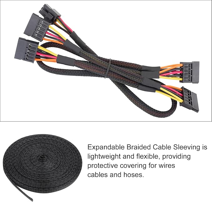 100ft PET Expandable Wire Loom 3/8 Inch, PET Braided Wire Sleeving Cable - Image 5