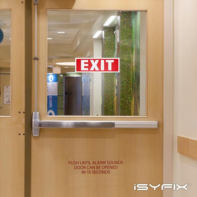 iSYFIX Exit Signs Stickers – 2 Pack 12x4 Inch – Premium Self-Adhesive Vinyl - Image 3