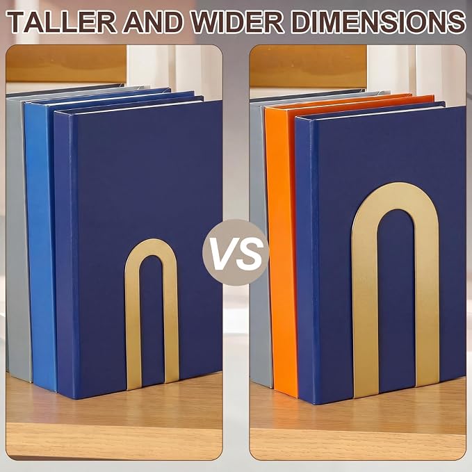 Chunful 6 Pcs Modern Metal Book Ends - Image 5
