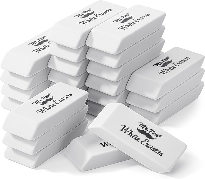 Mr. Pen- White Pencil Eraser, 24 Pack | Large Latex Free Block Erasers Bulk by MrPen