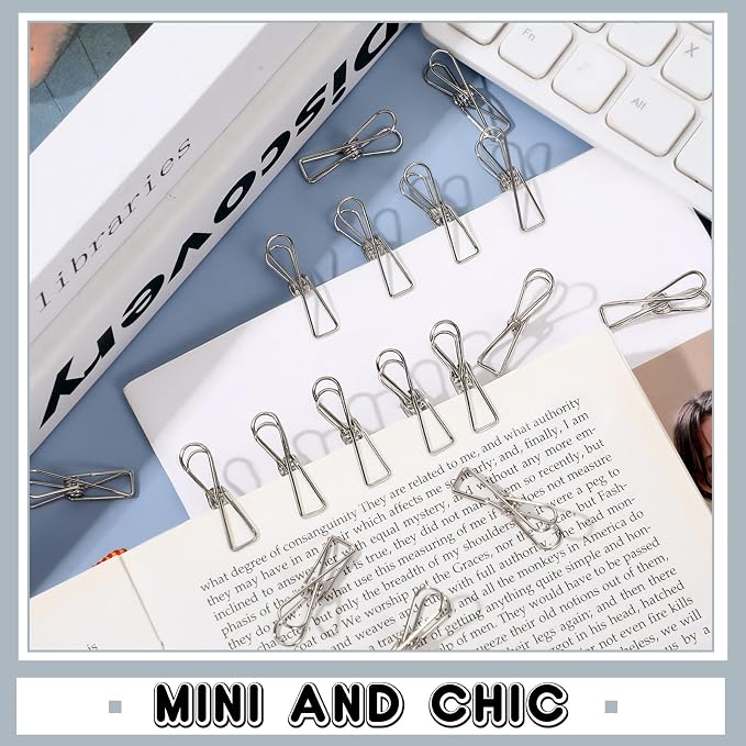 100 Pcs Paper Clips Metal Wire Hollow Out Clothespins Multi Purpose Utility - Image 7