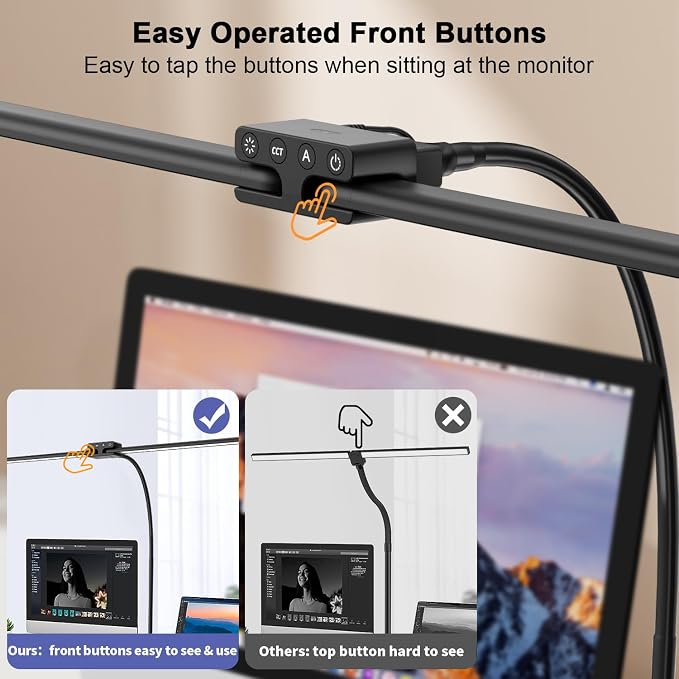 24W Led Desk Lamps with Clamp for Office Home, 31.5-in Double Head, Dimmable 4 - Image 3
