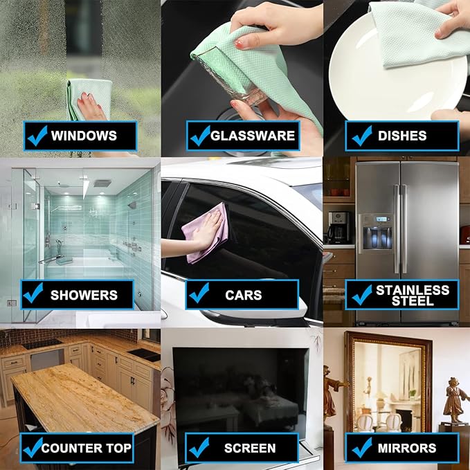 Streak Free Miracle Cleaning Cloths Easy Clean Nanoscale,Fish Scale Microfiber Window Mirror Glass Car Stainless Steel Cleaning,Lint Free Dish cloth Wine Glass Polishing Towel,Reusable,Pack 6,Pink-DeskLoop Office