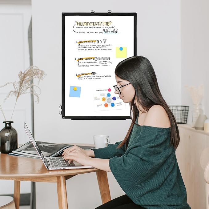 Double-Sided White Board Black Aluminium Frame, Hanging Mounted Whiteboard Home - Image 6