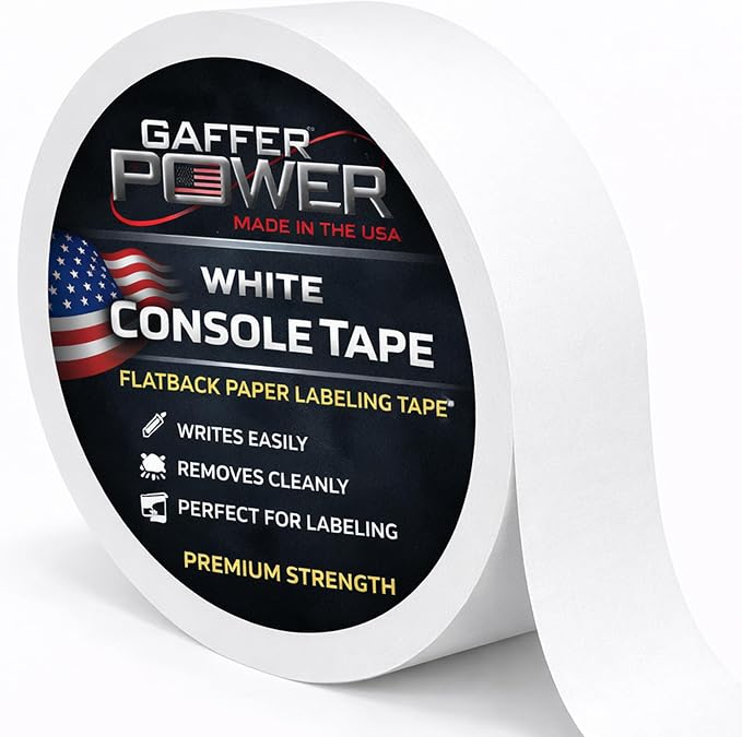 Gaffer Power Console Tape 1” x 20 Yards – Write-On Labeling Tape by GafferPower