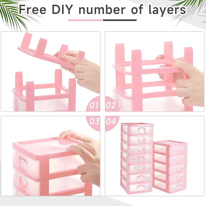 Thyle 2 Pcs Plastic Drawers Organizer Mini Organizer Stackable Plastic Clear - Image 6