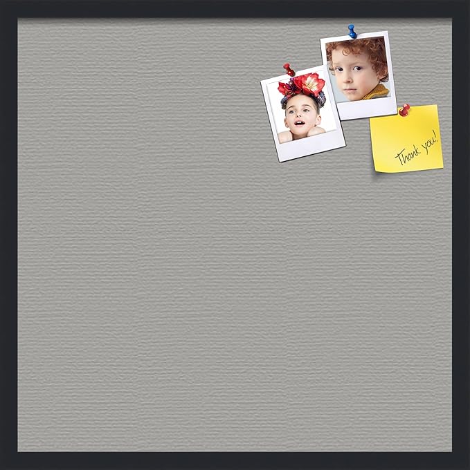 PinPix 24x24 Inch Cork Bulletin Board. This Decorative Framed Pin Board Comes with Dark Stone Design and a Satin Black Frame. Ideal for Home Office Decor or Message Board (PinPix-1808)-DeskLoop Office