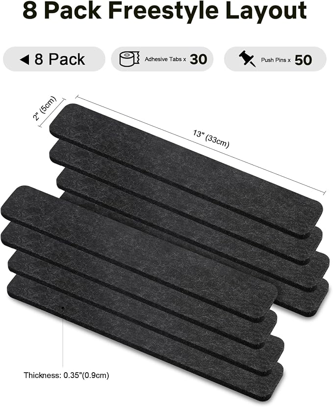 Small Cork Bulletin Board Tiles, Felt Wall Decor and Office Desk Accessories - Image 2