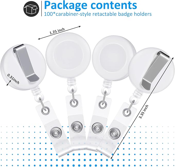 Zonon 100 Pcs Retractable Badge Reel Clips ID Card Holder Reel - Image 2
