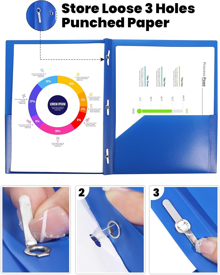 SUNEE 12-Pack Blue Plastic Folders - Image 3