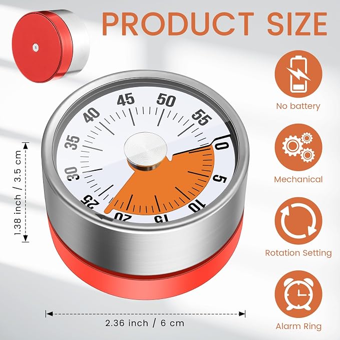 6 Pcs 60 Minute Visual Kitchen Timer Small Classroom Timers - Image 2
