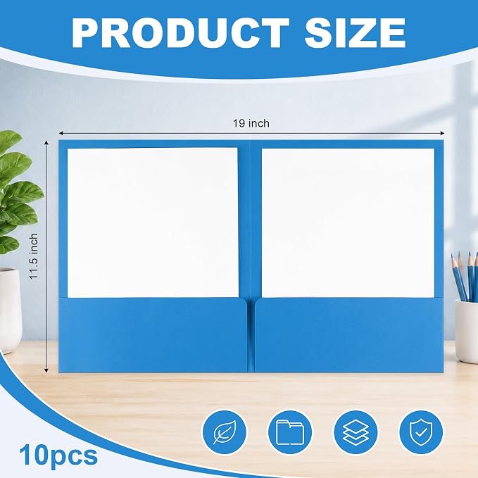 Kisston 10 Pack Executive Twin Pocket Folders Letter Size Sky Blue - Image 2