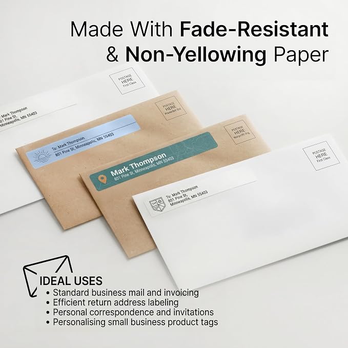 3 7/16" X 2/3" Matte White Printable Labels File Folder, Mailing Labels - Image 5