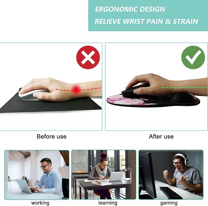 Mouse Pad with Wrist Support, Ergonomic Mouse Pad with Memory Foam Wrist Rest - Image 2
