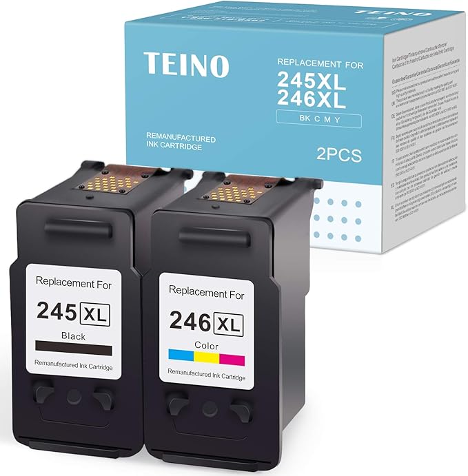 TEINO 245XL Ink Cartridge Replacement for Canon Ink 245 and 246 245XL 246XL Combo Pack for PIXMA MX490 MX492 MG2522 TR4520 MG2520 MG2922 TS3322 TS3122 Printer PG 245 and CL 246 (Black Tri-Color)-DeskLoop Office