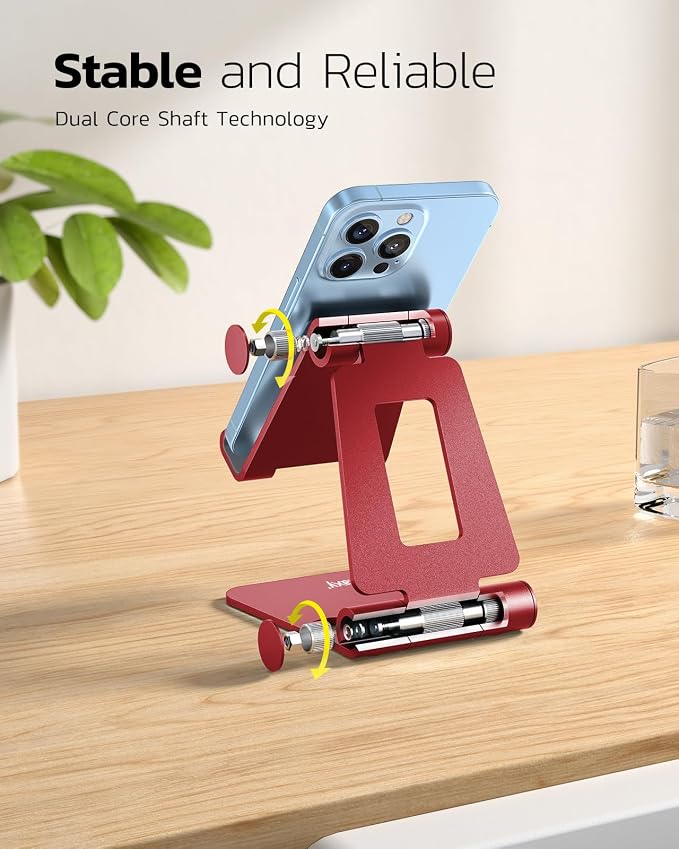 Nulaxy Dual Folding Cell Phone Stand, Fully Adjustable Foldable Desktop Phone - Image 4