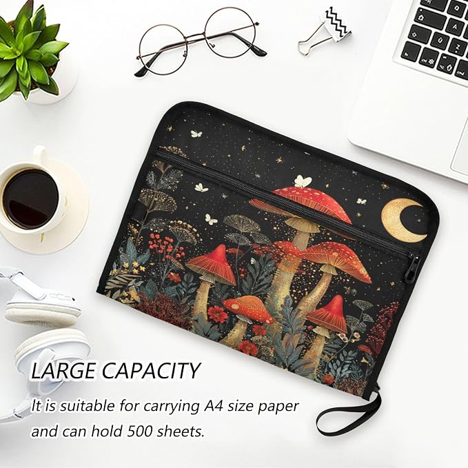Red Mushrooms at Night Accordion File Organizer Expanding Document Folder - Image 6