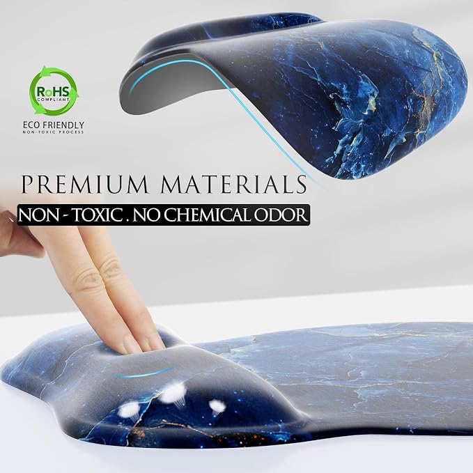 MROCO Ergonomic Mouse Pad with Gel Wrist Rest, 9.4 x 8.1 in, Ocean Marble | - Image 3