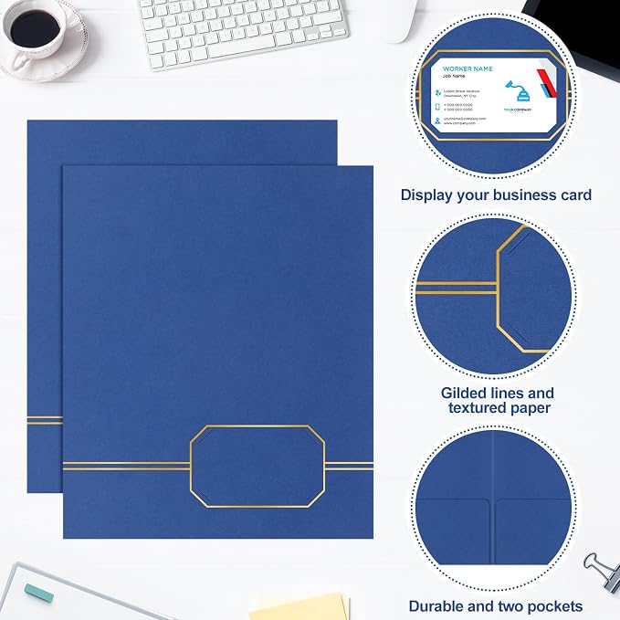 Kisston 20 Pack Executive Twin Pocket Folders Letter Size Blue - Image 3