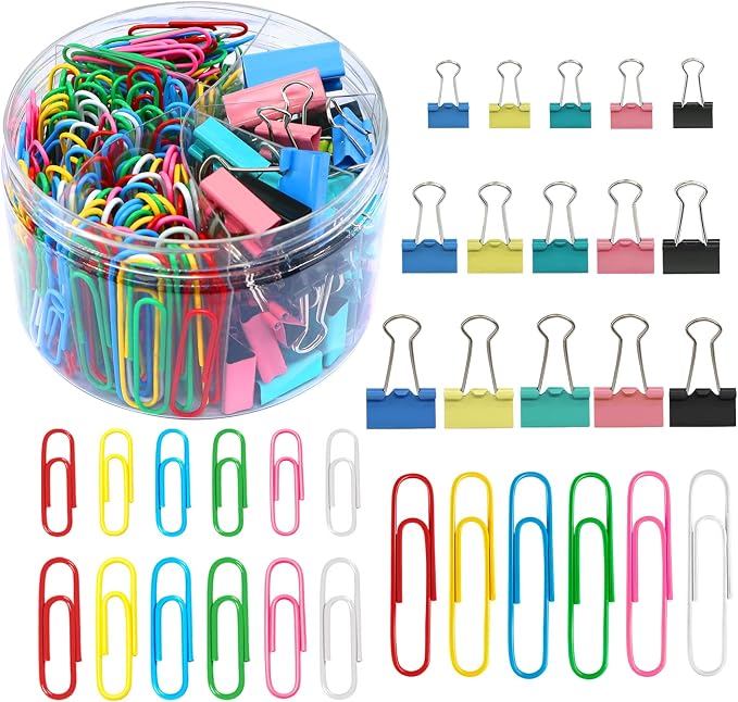 Paper Clips Binder Clips Set, Paperclips Large Medium and Small by AnutriON