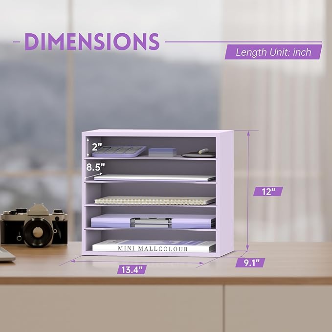SUPEASY Wood Desk Organizer, 5 Tier Paper File Organizer - Image 3