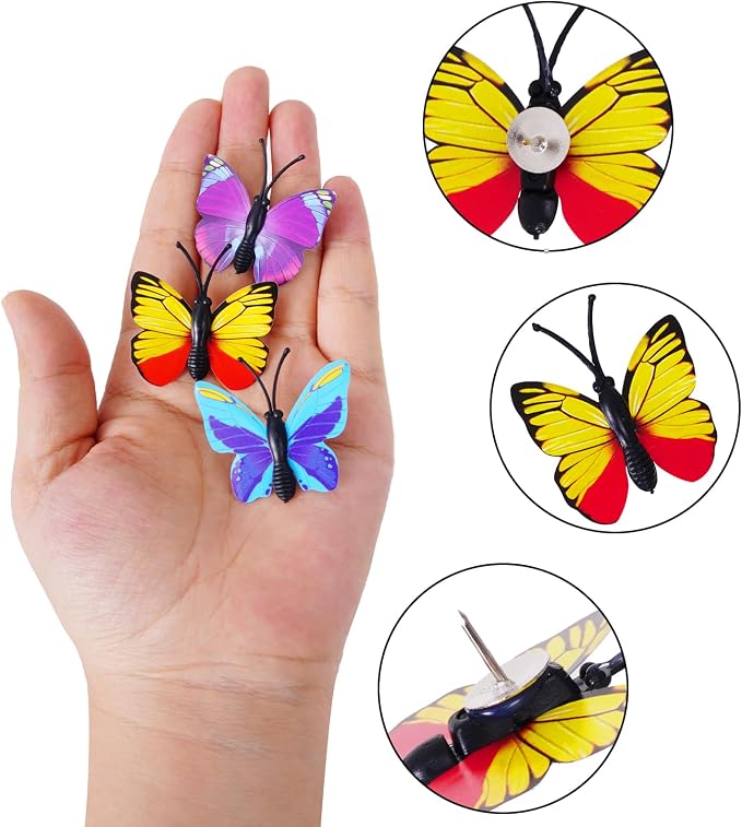 hoyuwak 30pcs Push Pins Cute Decorative Butterfly Thumb Tacks Bulletin - Image 2