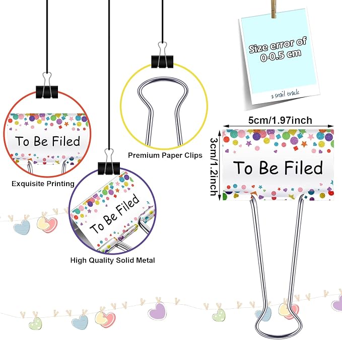 Tenare 6 Pieces Teacher Essentials Large Binder Clips 2 Inches Teacher Binder - Image 2