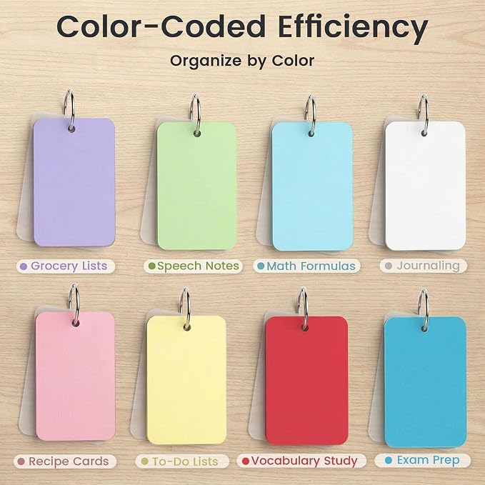 Koogel 400PCS Colored Index Cards, 2.2 x 3.5 Inch, Small Index Cards Bulk - Image 2