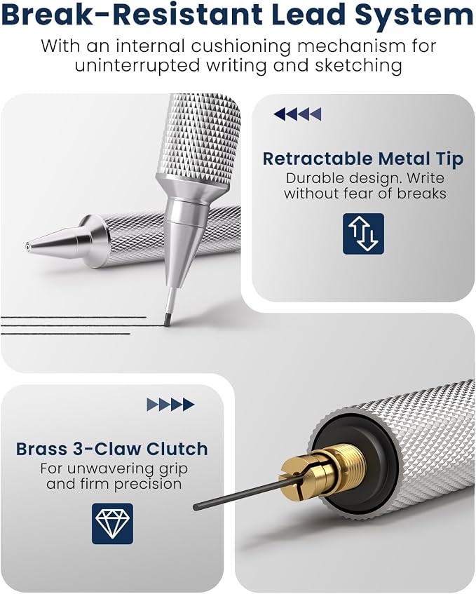 STAGEEK 0.7 mm Mechanical Pencil, Metal Art & Drafting Pencil - Image 4