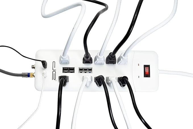 Digital Energy 10-Outlet Straight Plug 4050 Joules Heavy Duty Surge Protector (15 FT, WHT)-DeskLoop Office