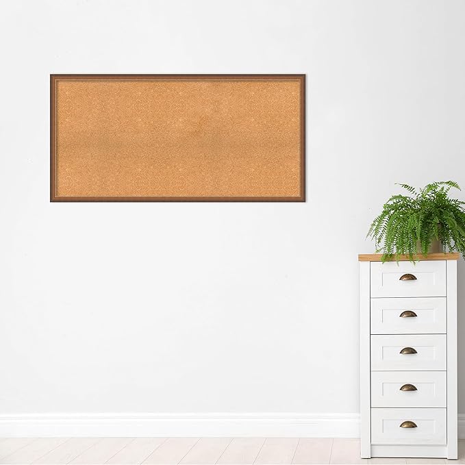 Amanti Art Natural Cork Board for Wall, 28x56 Vision Board with Bronze Frame, Oversize Corkboard Office Decor for Home Organization, Modern Corkboard Pinboard to Display Items for Home Organization-DeskLoop Office