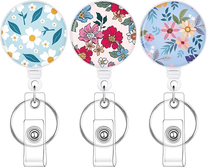 BESARME 3 Pack Badge Reels Retractable Badge Clip by BESARME