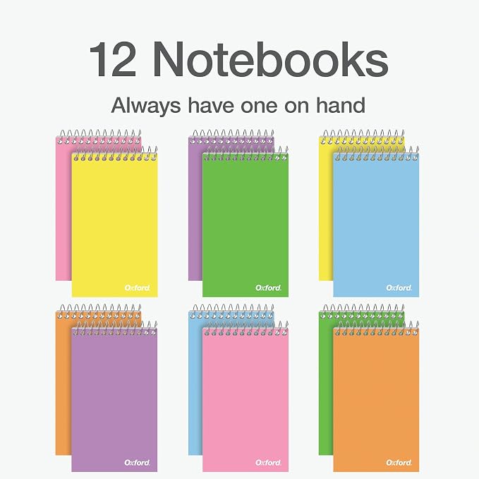 Oxford Spiral Memo Pads, Top Wire Bound, 3 x 5 Inch Pocket Notepad, College - Image 3