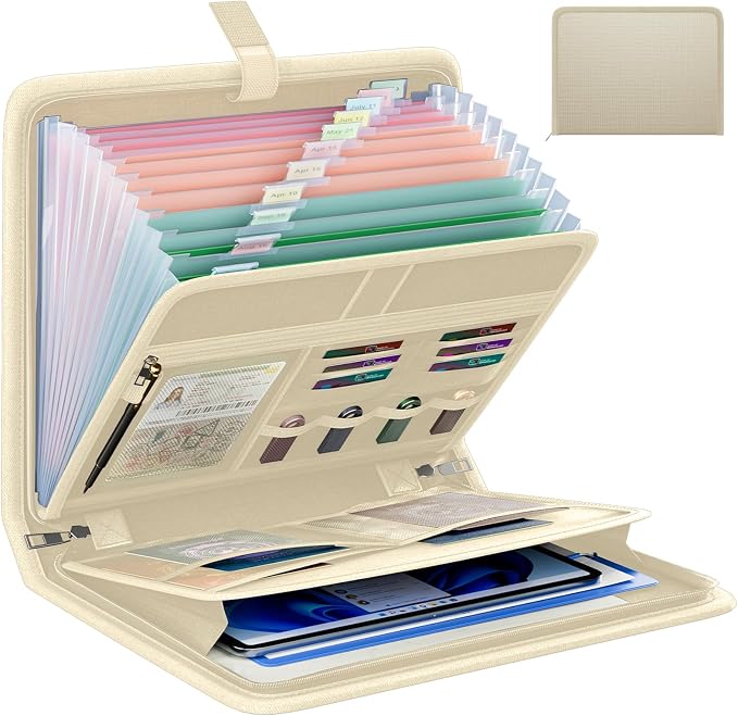 Fireproof Accordion File Organizer, Portable Expanding File Folder by Huolewa