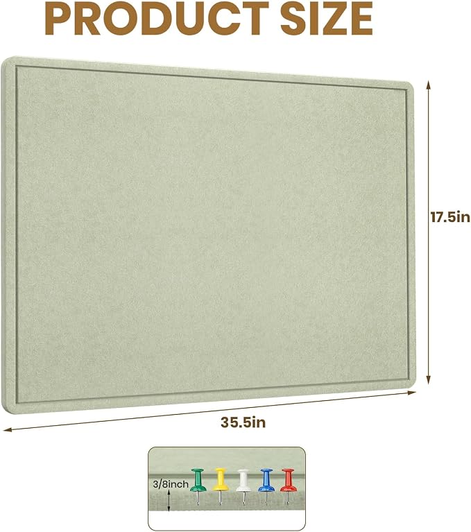 Bulletin Board - 35 x 17.5 inches Decorative Felt Pin Board - Cork Board - Image 3