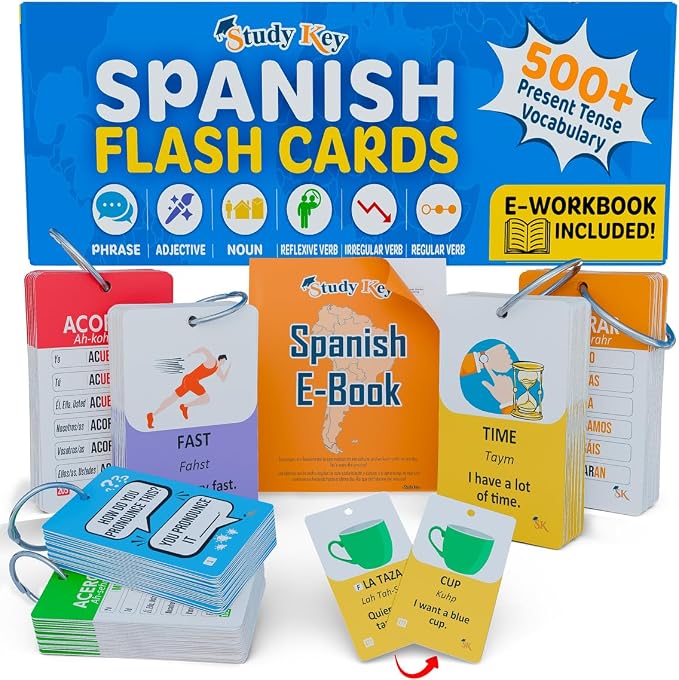 500+ Spanish Vocabulary Flash Cards by STUDYKEY