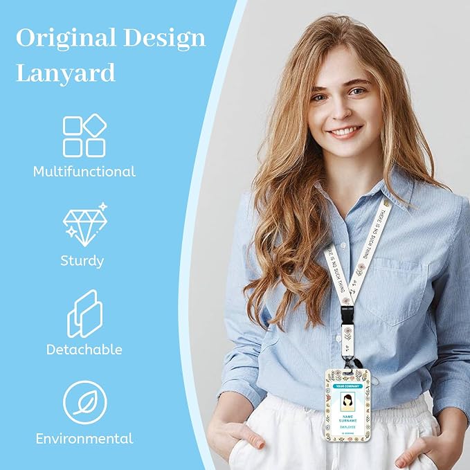 Hancynir Book Lover Lanyards for Id Badges, Cute Floral Teacher Badge Holder - Image 2