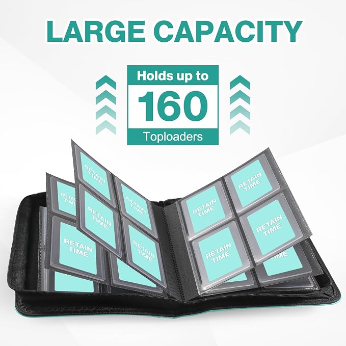 Toploader Binder, Holds 160 Toploaders, 100 Toploaders INCLUDED, 4-Pocket PU - Image 4