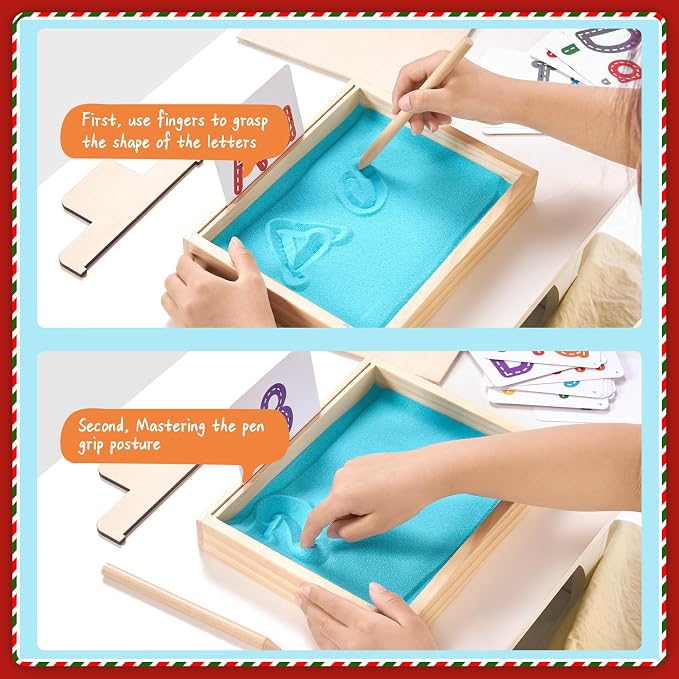 Montessori Sand Tray for Kids, Writing Play Sand Tray - Image 3