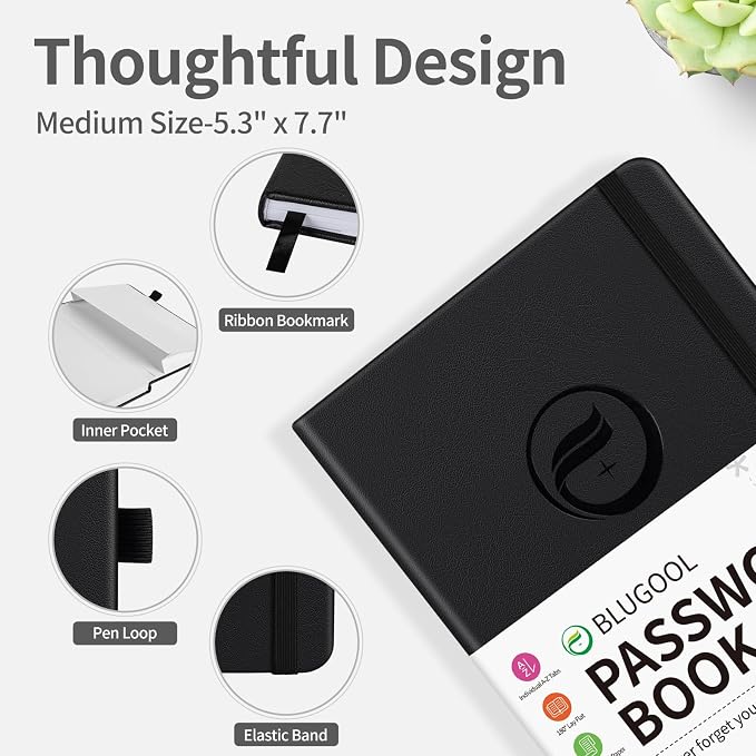 Blugool Password Book with Alphabetical Tabs, Password Keeper Book - Image 4