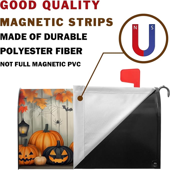 Halloween Mailbox Covers Magnetic Fall Spooky Pumpkin Mailbox Cover Standard - Image 4