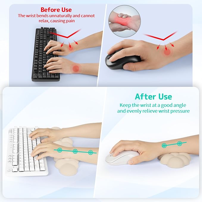 Sushret Cloud Wrist Rest Keyboard, Cloud Keyboard Wrist Pad Set - Image 3