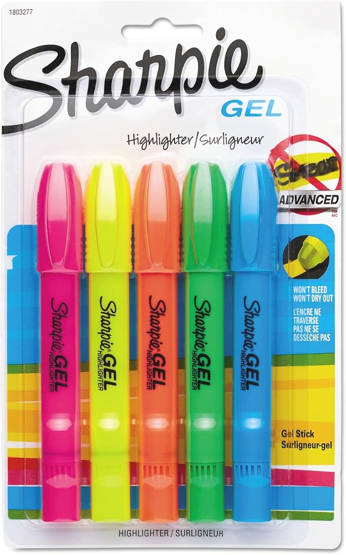 Sharpie Gel Highlighters, Smear-Resistant, Bullet Tip, Won't Dry Out by Unknown