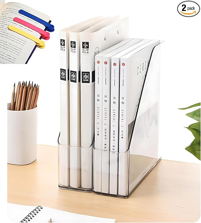 2-Pack Clear Acrylic Vertical Magazine File Holders – Desktop Organizer by Unknown