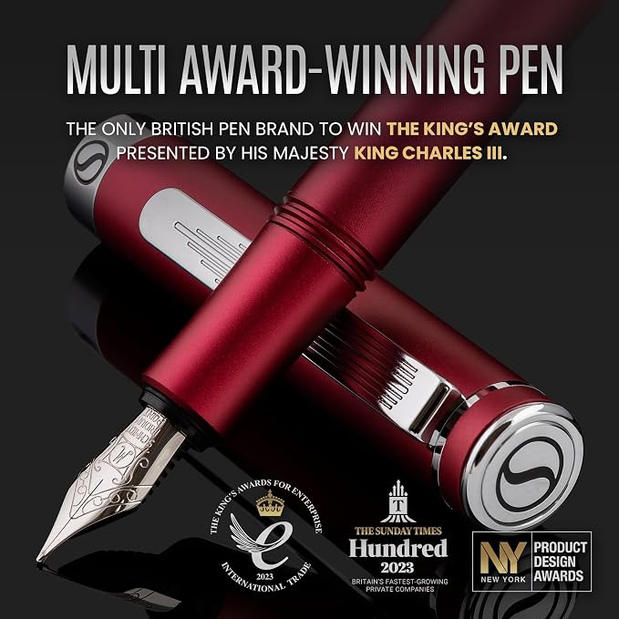 Scriveiner Luxury EDC Fountain Pen, Stunning Matt Red Pocket EDC - Image 2