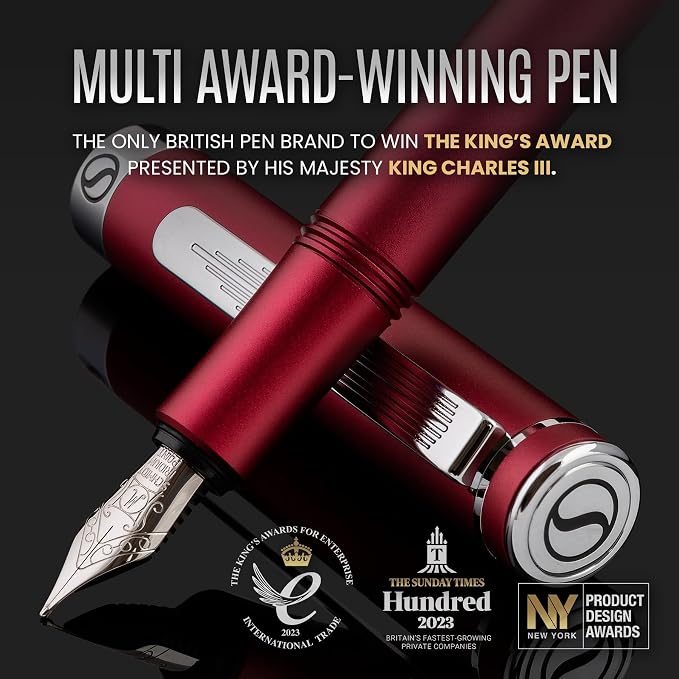 Scriveiner Luxury EDC Fountain Pen, Matt Red Pocket EDC - Image 2